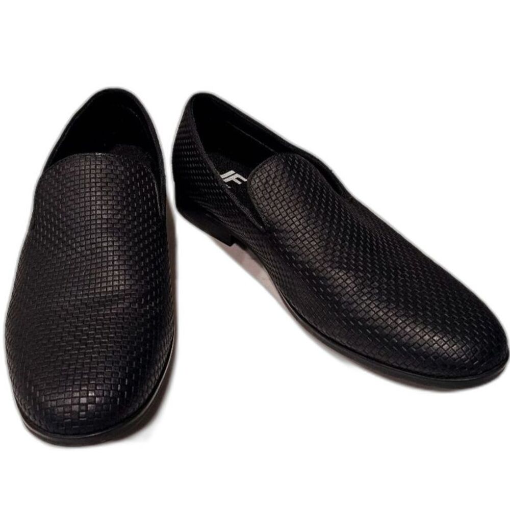 JF J. Ferrar Black Woven Slip-On Loafers Sz 8.5